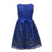 Bonnie Jean Blue Embroidered Mesh Flocked Dress 